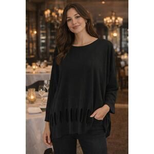 IC By Connie K Black Knit Tunic Top L USA